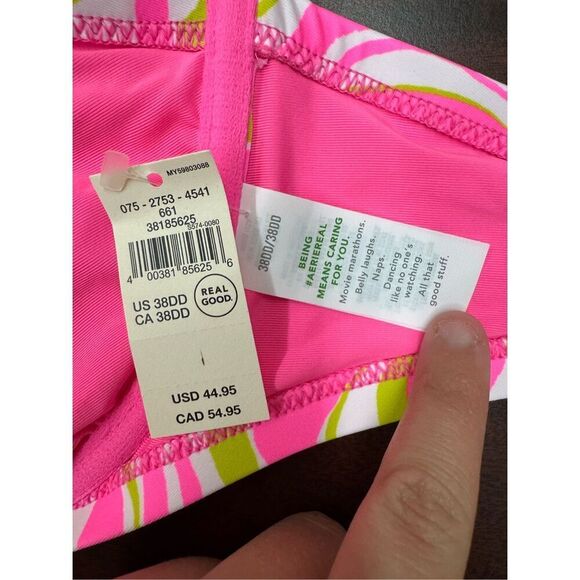 NWT Aerie Unlined Demi Marble Print Bikini Swim Top Size 38DD - Picture 4 of 6